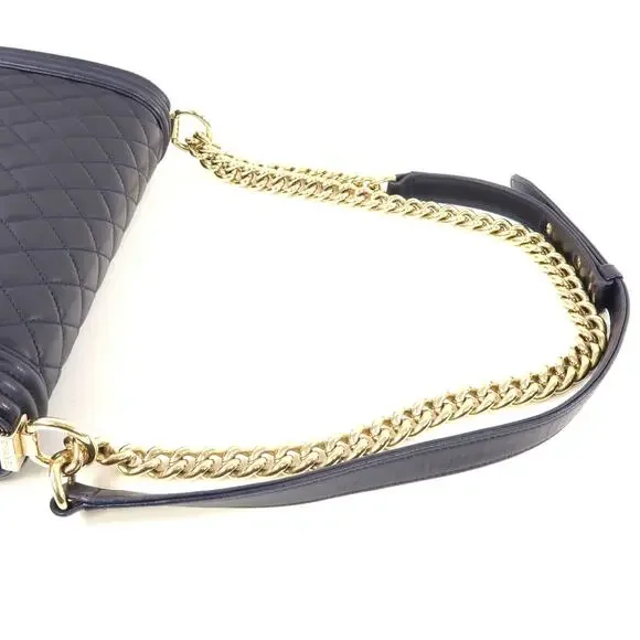 💎✨BEAUTIFUL✨💎Authentic CHANEL CC Boy Chain Shoulder Bag Dark Blue - Picture 11 of 16